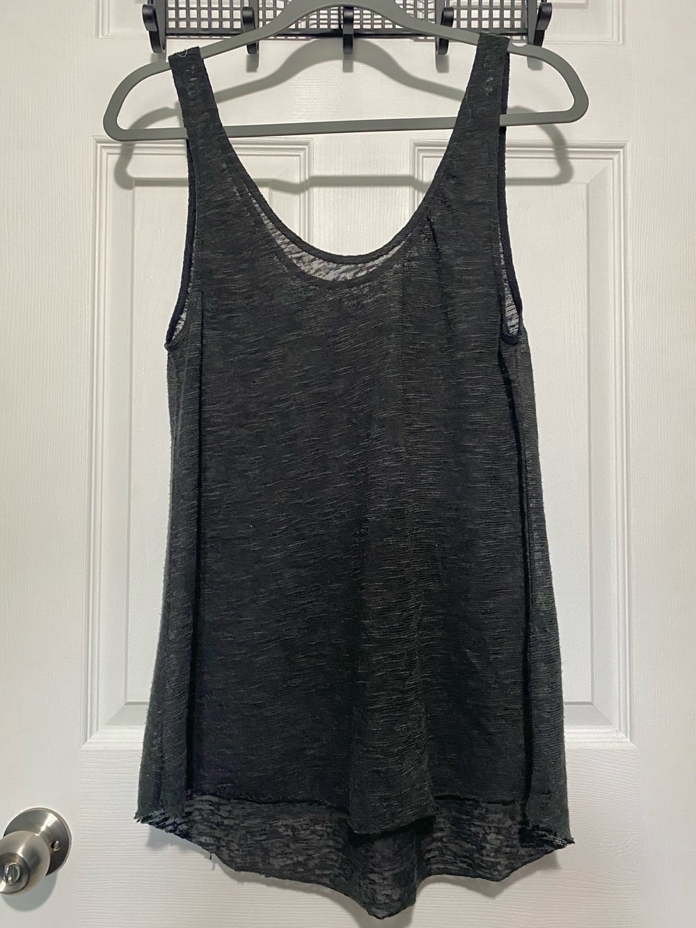 Disturbia Black Sheer-Textured Scoop Tank
